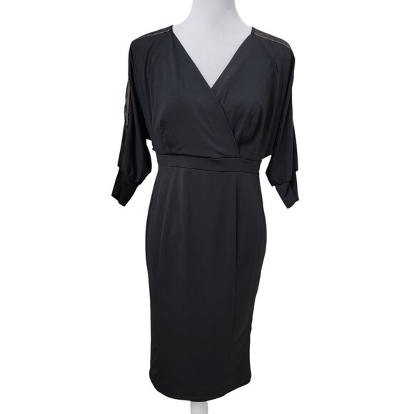 Kimi + Kai Maternity Size S Black Little Black Dress, Tan with Black Mesh Inset - Picture 1 of 15